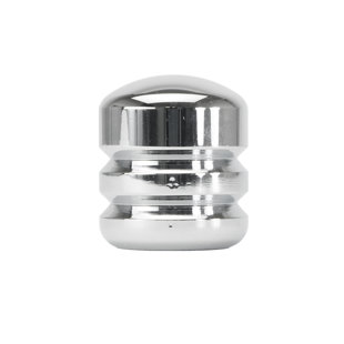 Petit bouton strié en aluminium au fini chromé