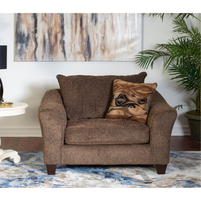 Chaise avec accoudoirs en tissu, brun