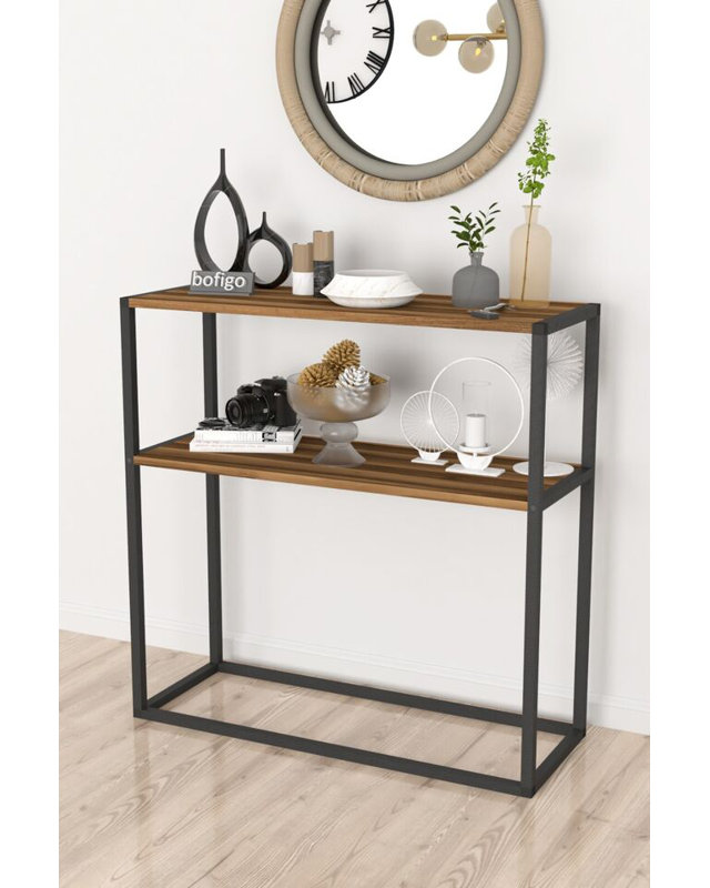Aigar 90cm Console Table, Brown/Black