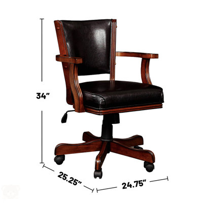 Fauteuil en cuirette avec roulettes cerise et espresso