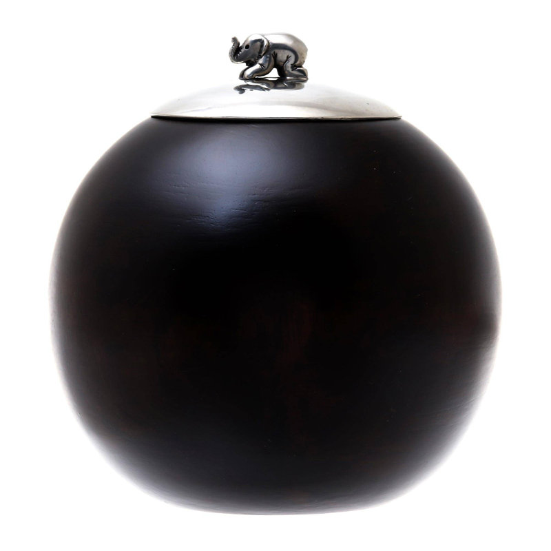 Pot décoratif en bois et étain éléphant Weaubleau