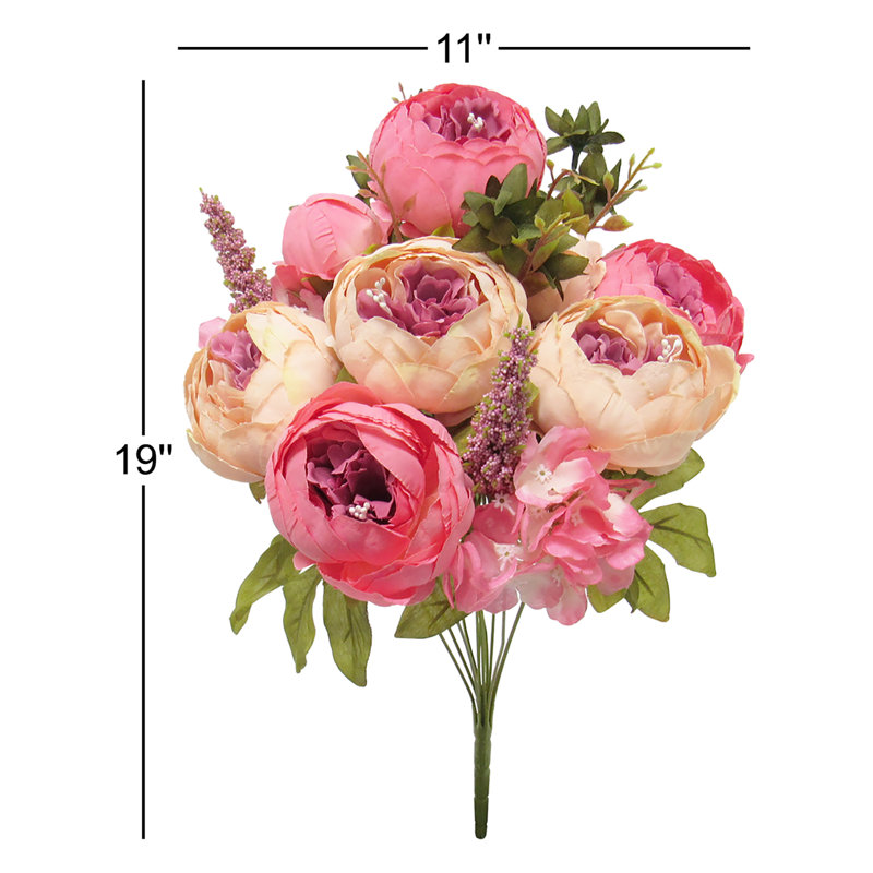 Fabric Peony Arrangement, Coral Peach