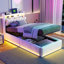 Upholstered Ottoman Storage Bed with LED Lighting and USB Port, Bed with Storage and Headboard-76567626-191157595