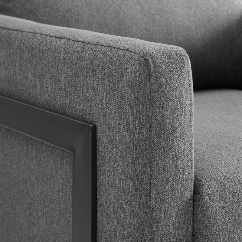 Posse Upholstered Fabric Accent Chair, Charcoal Polyester, Black