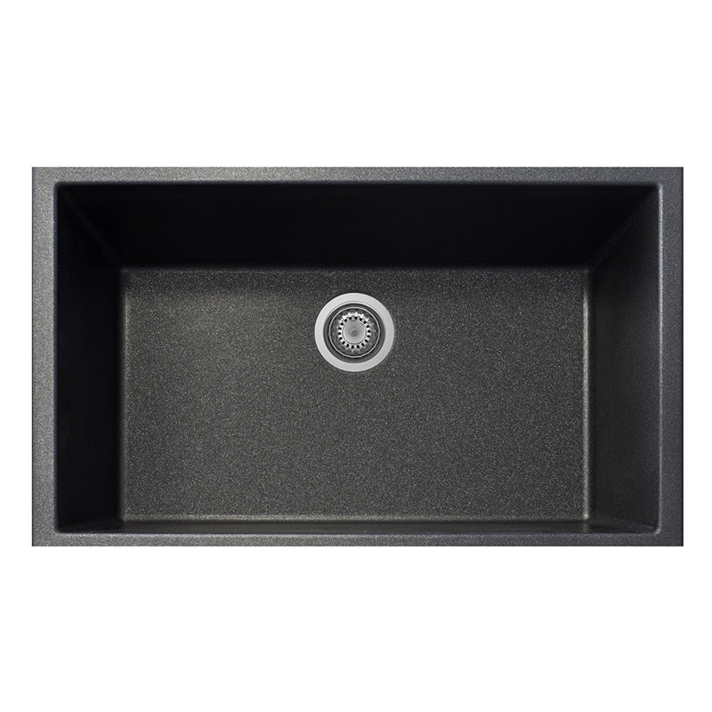 33" L x 19.5" W Undermount Quartz Kitchen Sink, Black