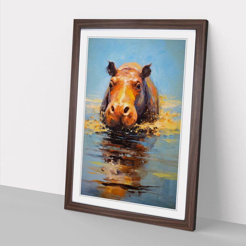 Hippo Impressionism - Framed Print