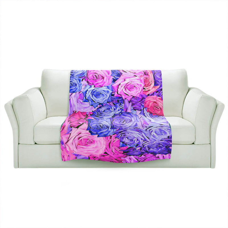  Jeté Roses, l 51 po x L 60 po, Mauve / Rose / Bleu