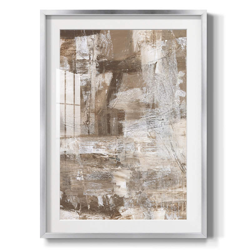 Reproduction encadrée neutre imprimé Andaman II, Papier avec cadre argenté, Blanc