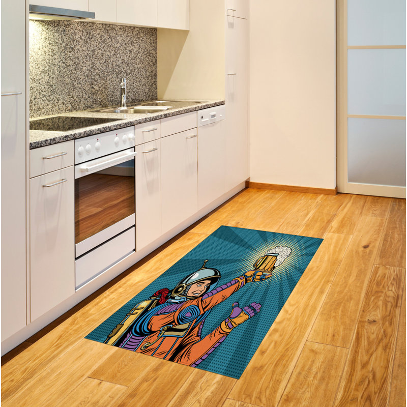 Astronaut High Density Long Fiber Poly Threads Decorative Area Rug Carpet, Rectangle 4' x 5'8"
