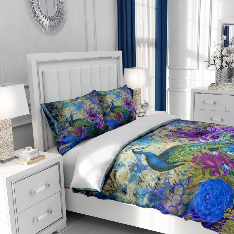 Floral Duvet Cover, King Duvet Cover + 2 King Shams