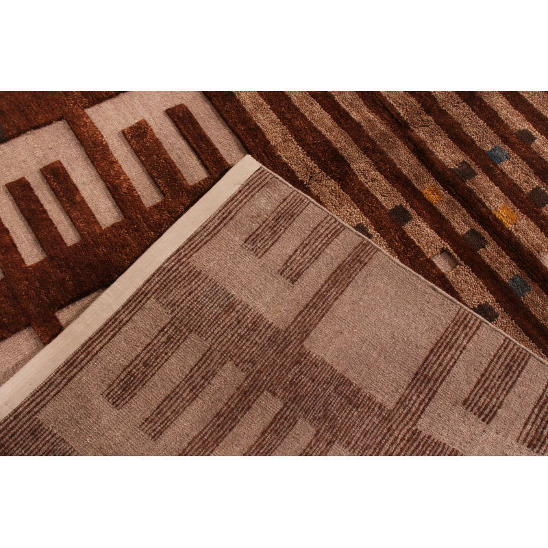 Hand Knotted Wool Geometric Area Rug, Rectangle 10' x 14'