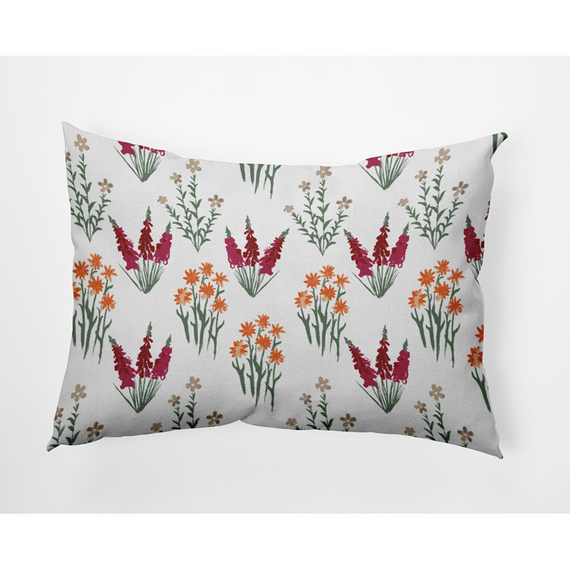 Reversible Throw Pillow, Green/Red/Yellow Floral