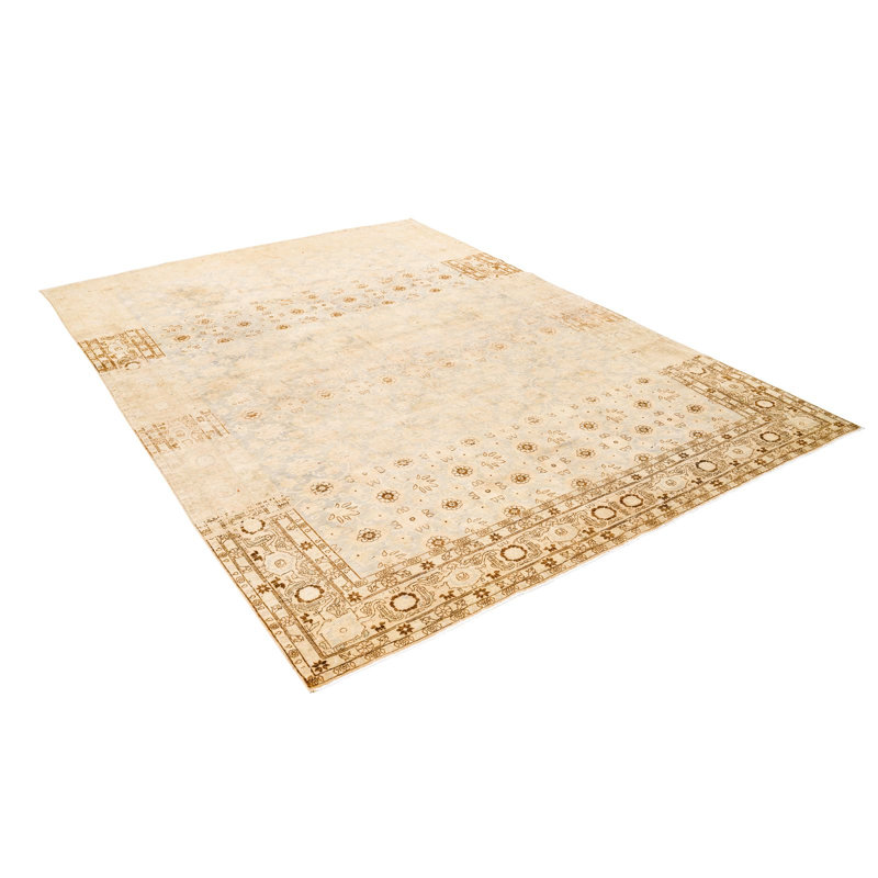 Tapis beige unique de style années 1990 de 7 pi 2 po x 10 pi 6 po