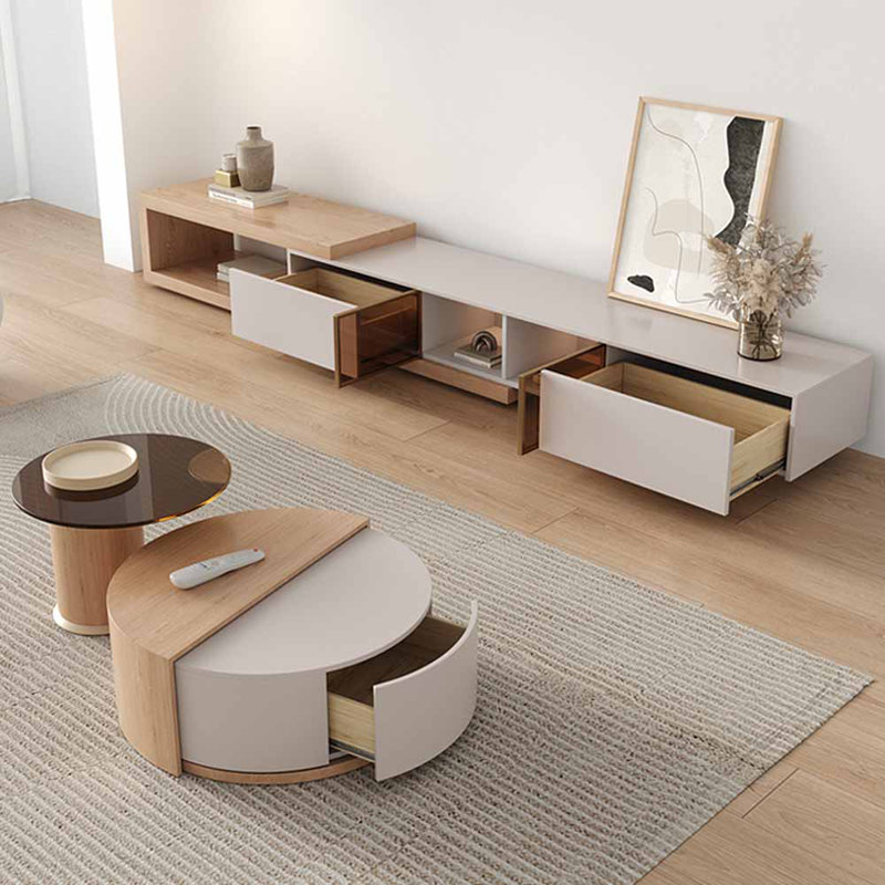 Multi-functional retractable simple TV cabinet