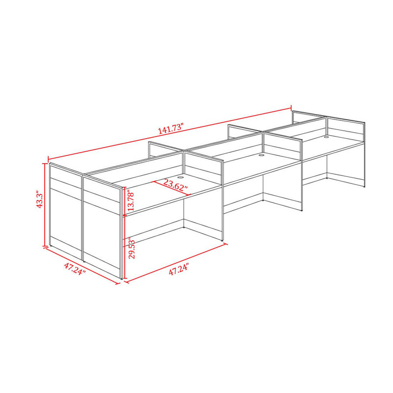Sydonia Rectangle 6 Person Partition Desk with Cable Management