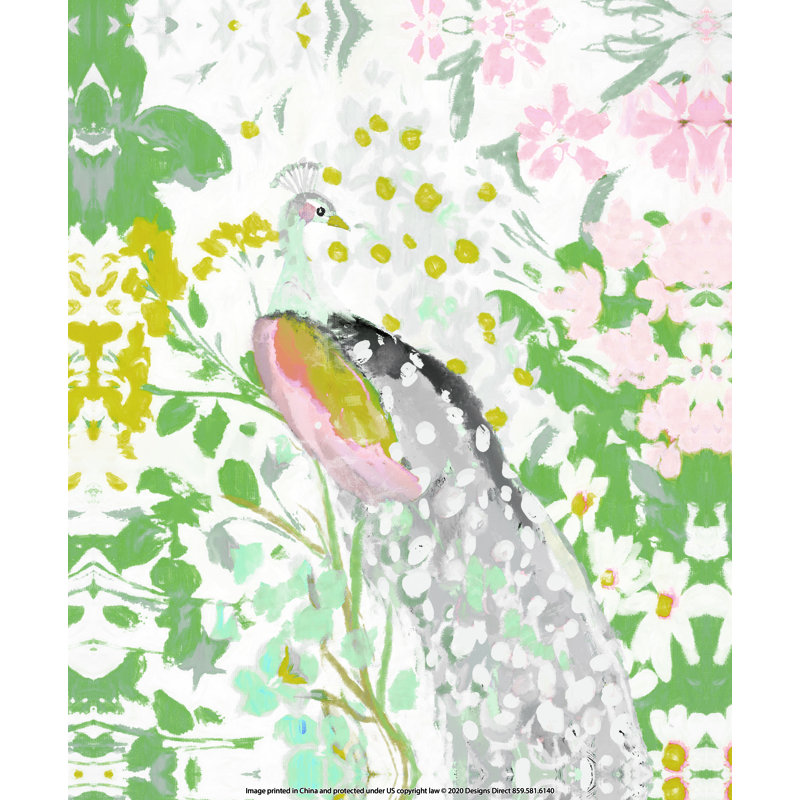 Sping Peacock In Abstract Flowers, reproduction sur toile, H 12 po x l 8 po