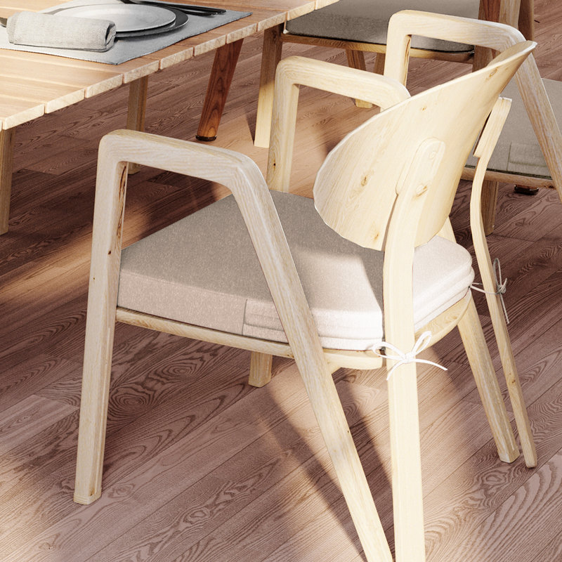 17" x 16" x 2" Indoor D-shaped Kitchen Dining Chair Seat Cushion, 2, Peach Tan