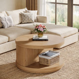 Table basse ronde avec rangement, table basse moderne en bois