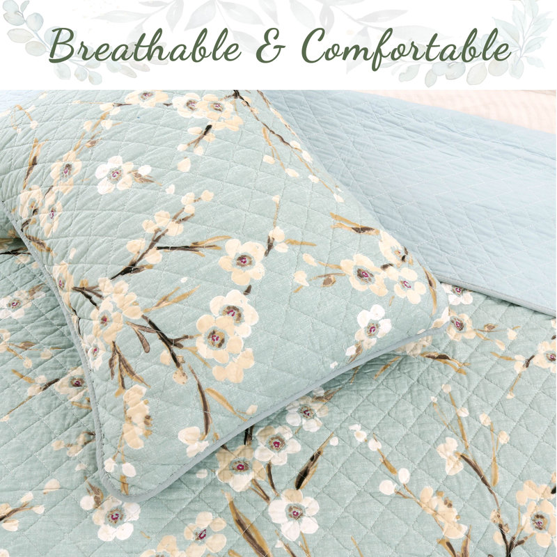 Cotton No Floral Quilt, King Quilt + 2 King Shams