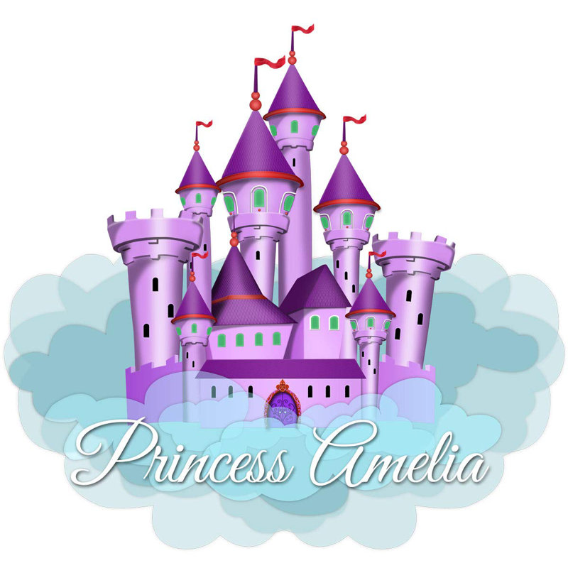 Décalcomanie murale personnalisée princess castle, H 13 po x l 14 po, Mauve