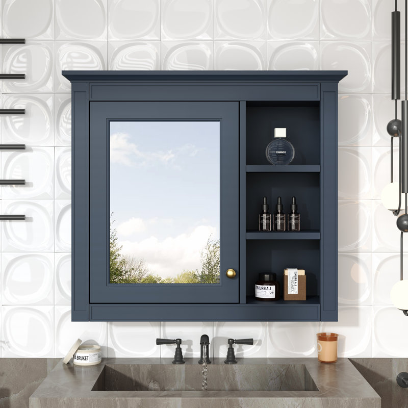 Armoire de rangement murale pour salle de bain, Bleu