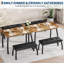 Ensemble de salle à manger 3 pièces rétro - table compacte et 2 bancs rembourrés pour 4 personnes-39652152