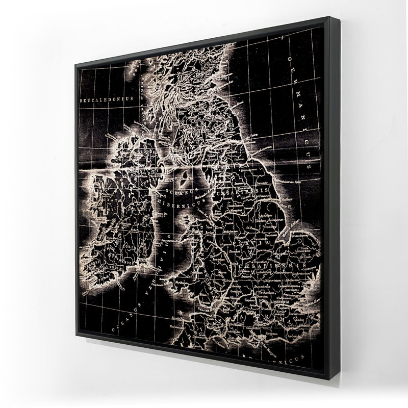 Cartes romaines de Grande-Bretagne - Toile encadrée, vue par satellite