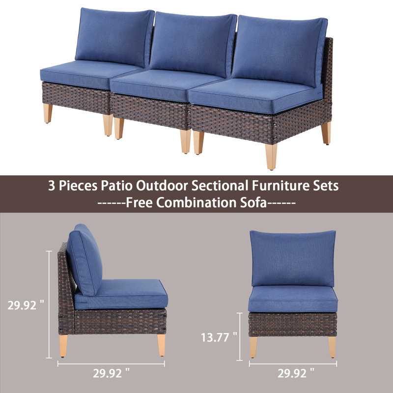 Tuule 7 Piece Sofa Seating Group with Cushions, Blue