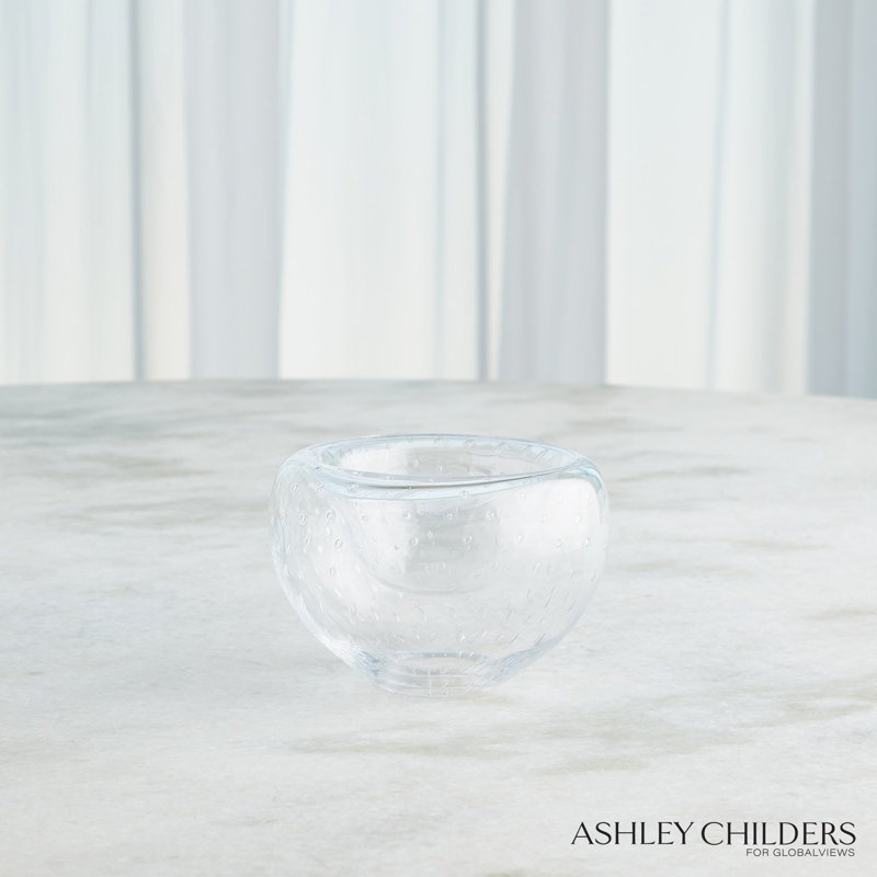 Double Take Bowl-Clear Seeded-Med, 4" H x 6" W x 6" D