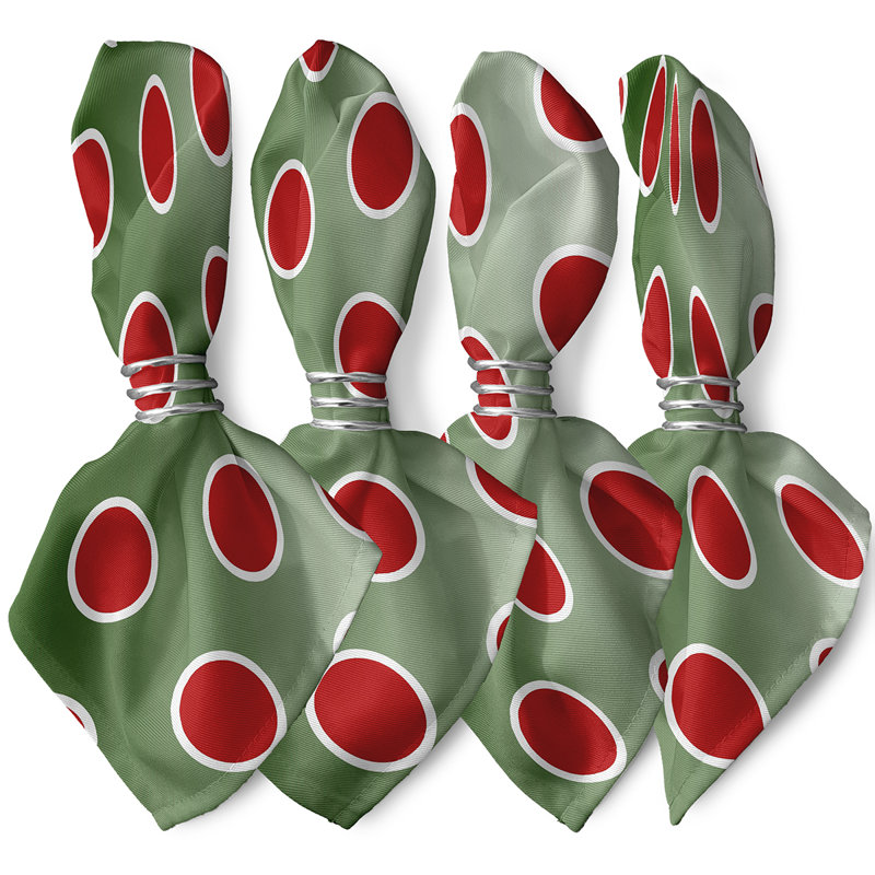 Polyester Geometric Square Napkin, Dark Green
