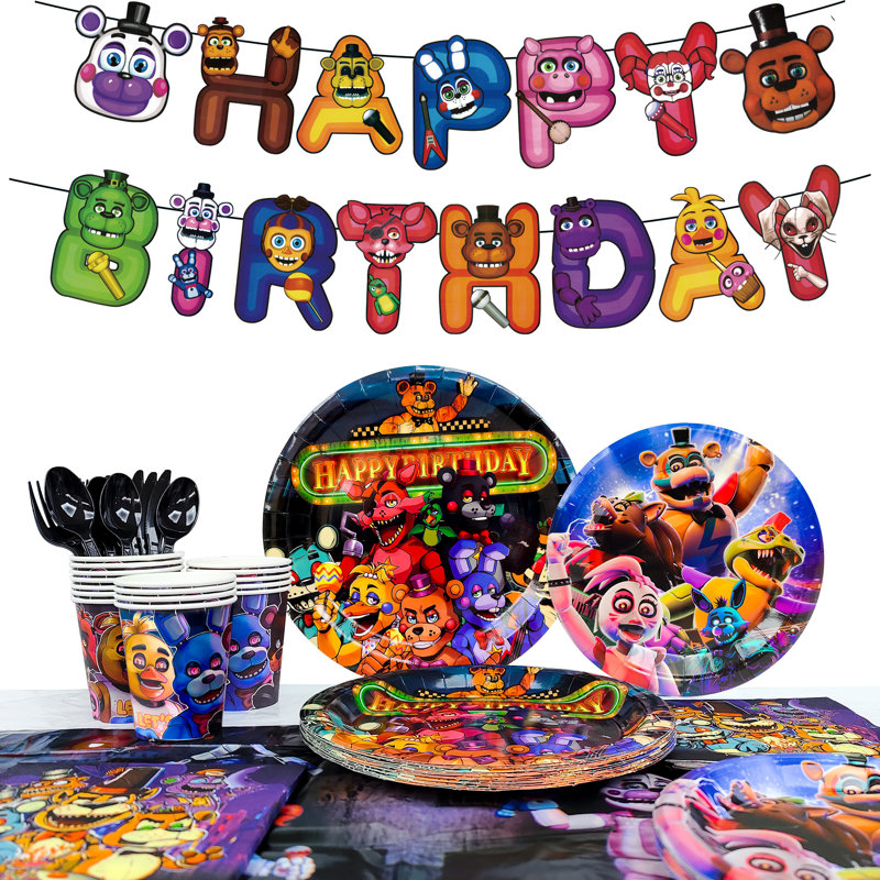 Fnaf Birthday Party Supplies, 128pcs Five Nights at Freddy's Birthday Decorations