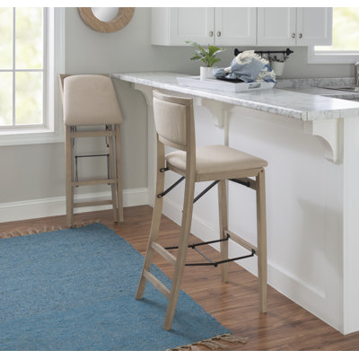 Phaedra Foldable Counter / Bar Stool with Upholstered Seat & Back by Laurel Foundry Modern Farmhouse