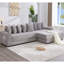 Velours côtelé modulaire en L 110,5 po avec repose-pieds mobile, mains courantes améliorées, 8 coussins décoratifs et porte-gobelets convertibles gris-804541875