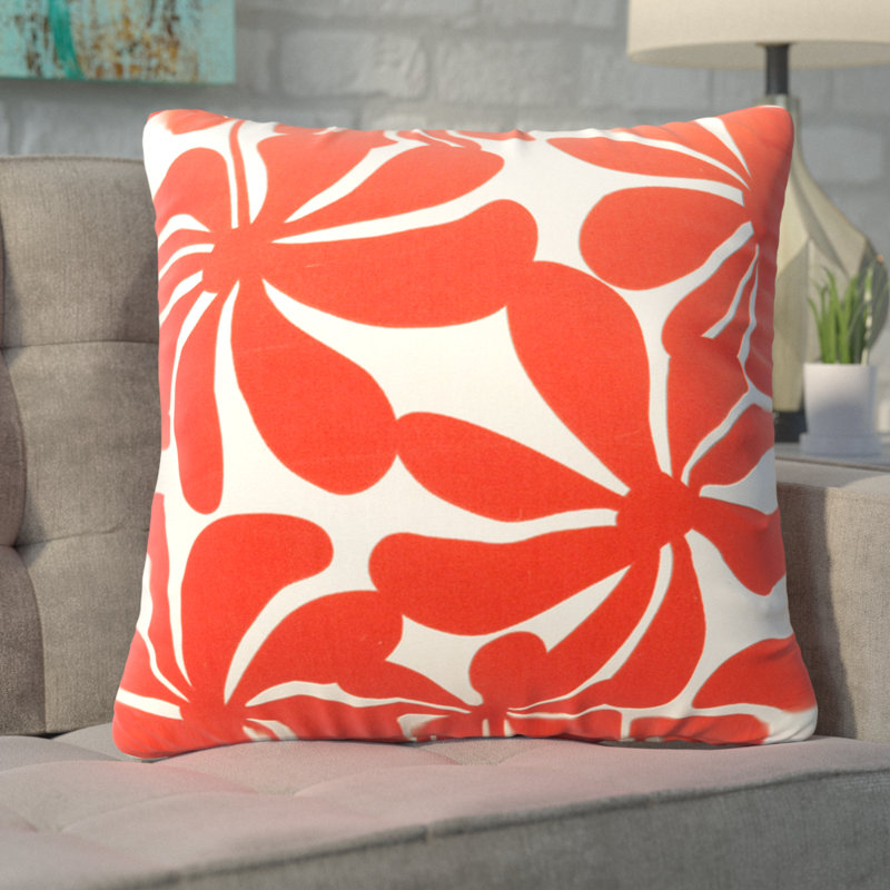 Plantation Outdoor Rectangular Throw Pillow, Red Floral, Navy Blue