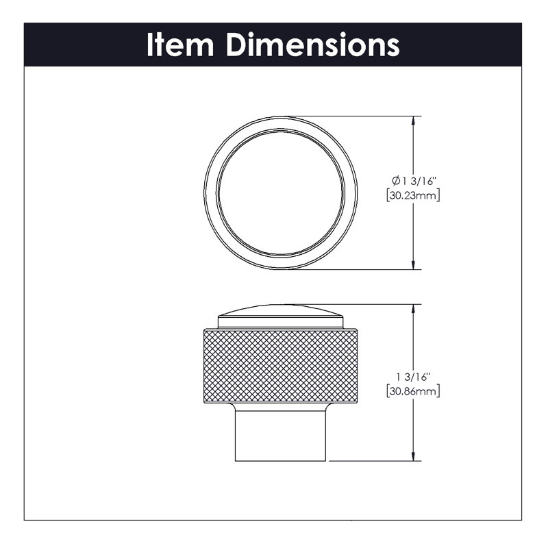 Verge Cylindrical Knob, Stainless Steel