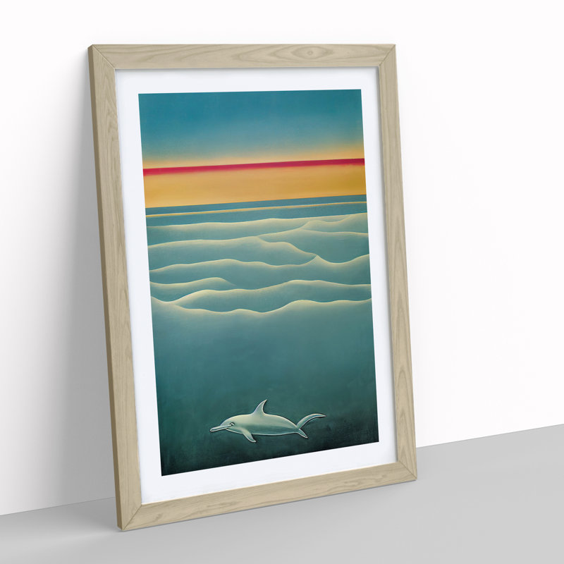 Swimming Dolphin - Framed Print, Oak Framed, 46cm H x 34cm W x 2cm D
