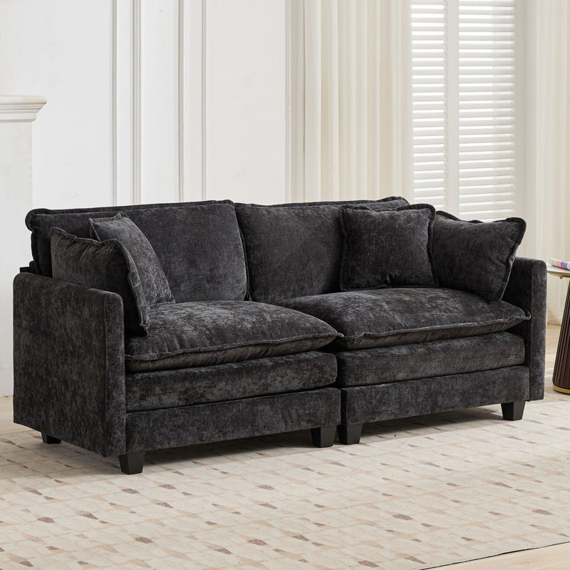 Très grand canapé modulaire Schmucker, H 33 po x l 78 po x P 35 po, Noir