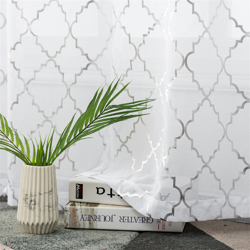 Paire de rideaux semi-transparents avec passe-tringle Goines, Blanc, L 52 po x L 84 po