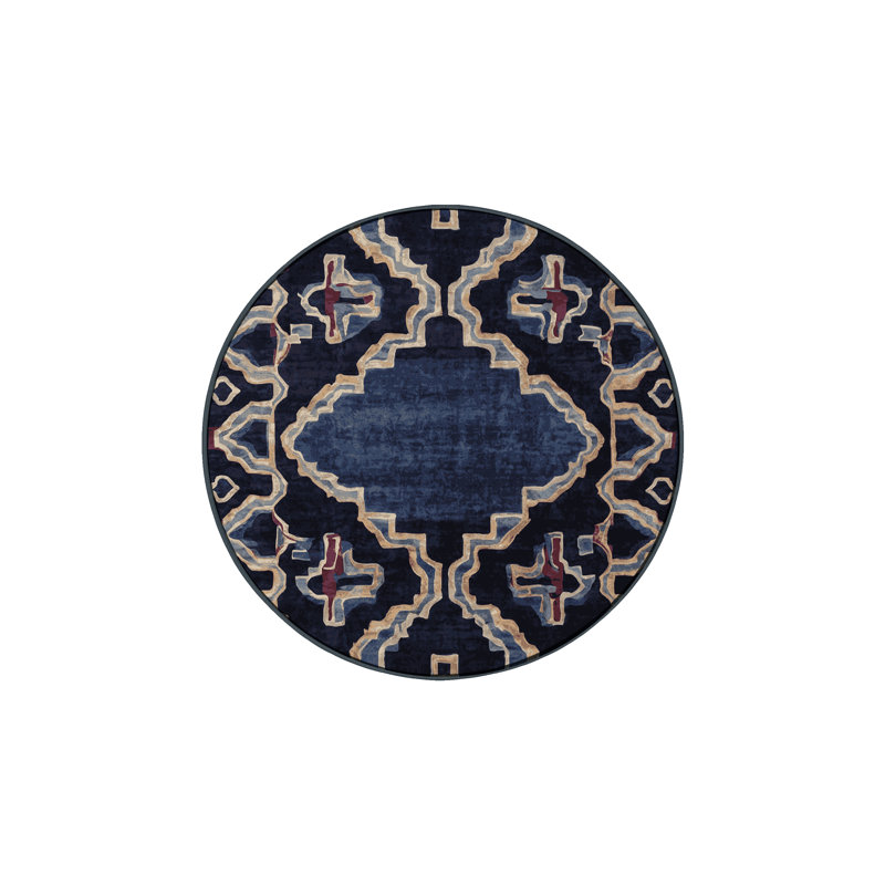 Tapis gris lavable à la machine, Rond 7 pi