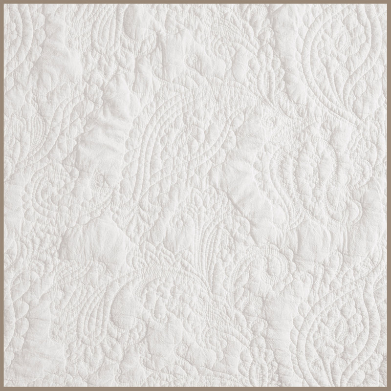 Ensemble de courtepointe en coton Tasha Polizzi, Courtepointe très grand et 2 très grandes taies, Sadie blanc