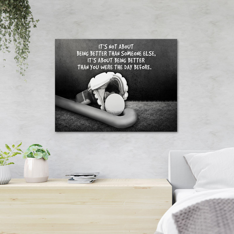 A Baseball - It's Not About Being Better Than Someone Else - Reproduction d'art graphique rectangulaire sur toile tendue 1 pièce