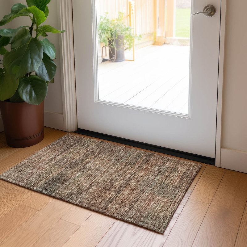 Malchow Washable Striped Indoor / Outdoor Rug, Rectangle 1'8" x 2'6"