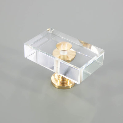 Rectangular Cabinet Knob with Brass Base