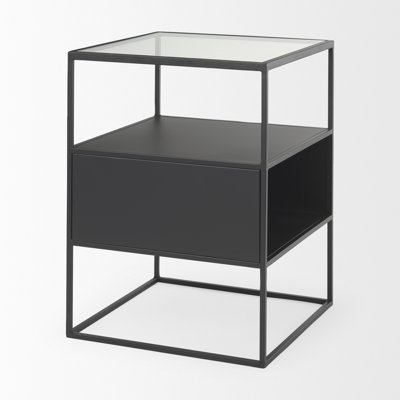 Table de bout en verre avec rangement