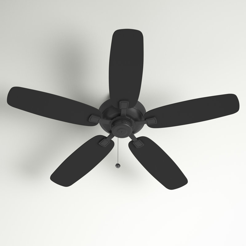 Midnight Black 52" Steel Ceiling Fan with 5 Blades