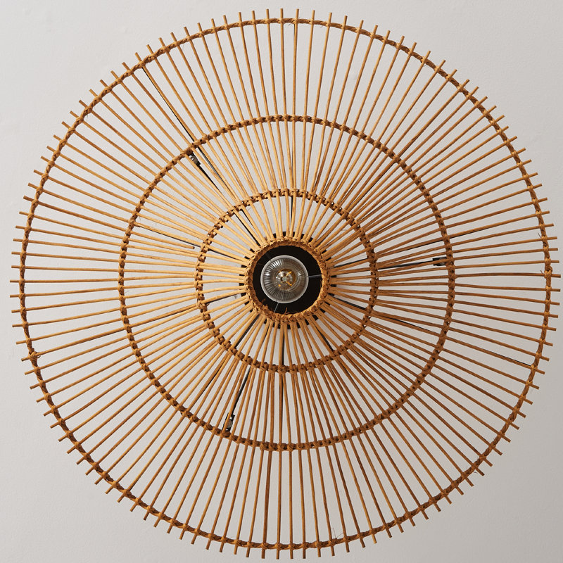 1 - Light Rattan Bowl Pendant, 13.77" H x 39.37" W x 39.37" D
