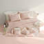 Ensemble de housse de couette plissée Simply King (très grand lit) - Literie à fermeture d'enveloppe rose poudré avec taies décoratives
