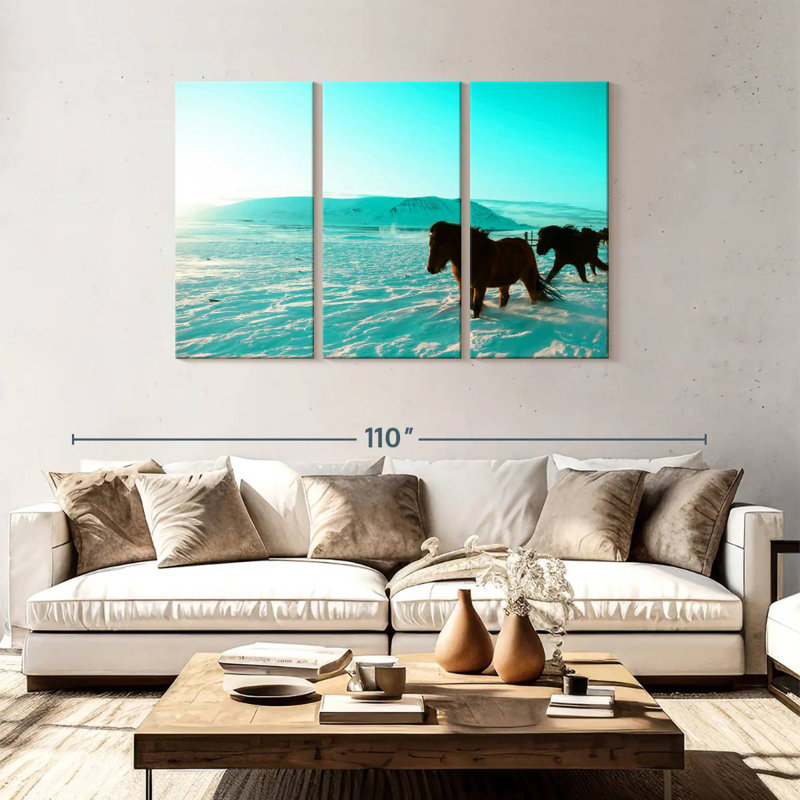 Brampt, chevaux islandais, H 48 po x l 74 po