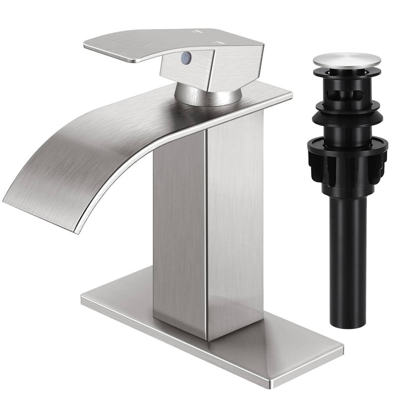 Freestanding Single-handle Bathroom Faucet with Drain Assembly, Brushed Nickel
