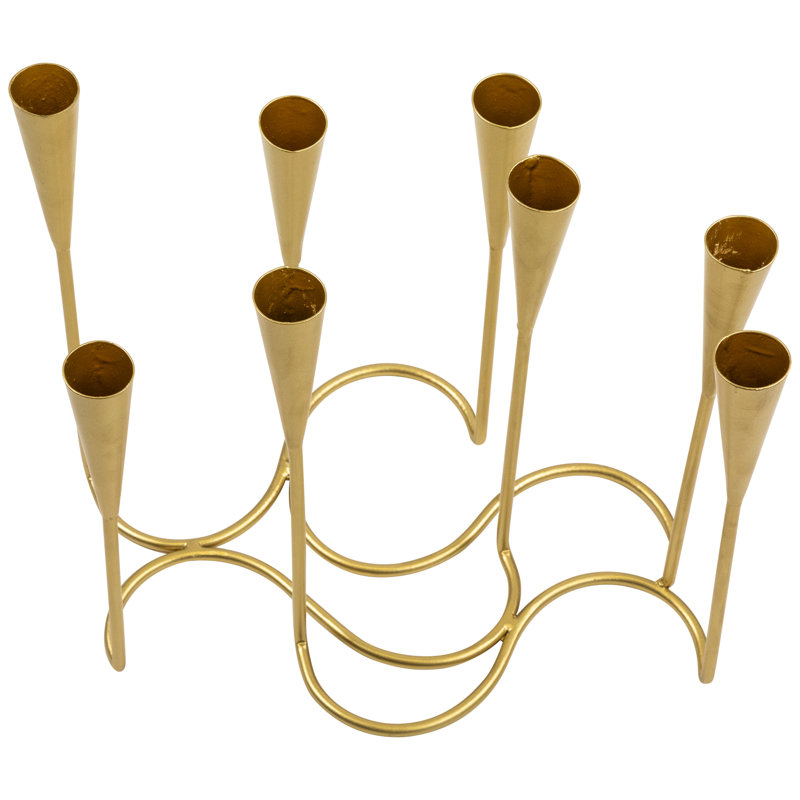 Modern Matte Gold 8-Taper Iron Candelabra